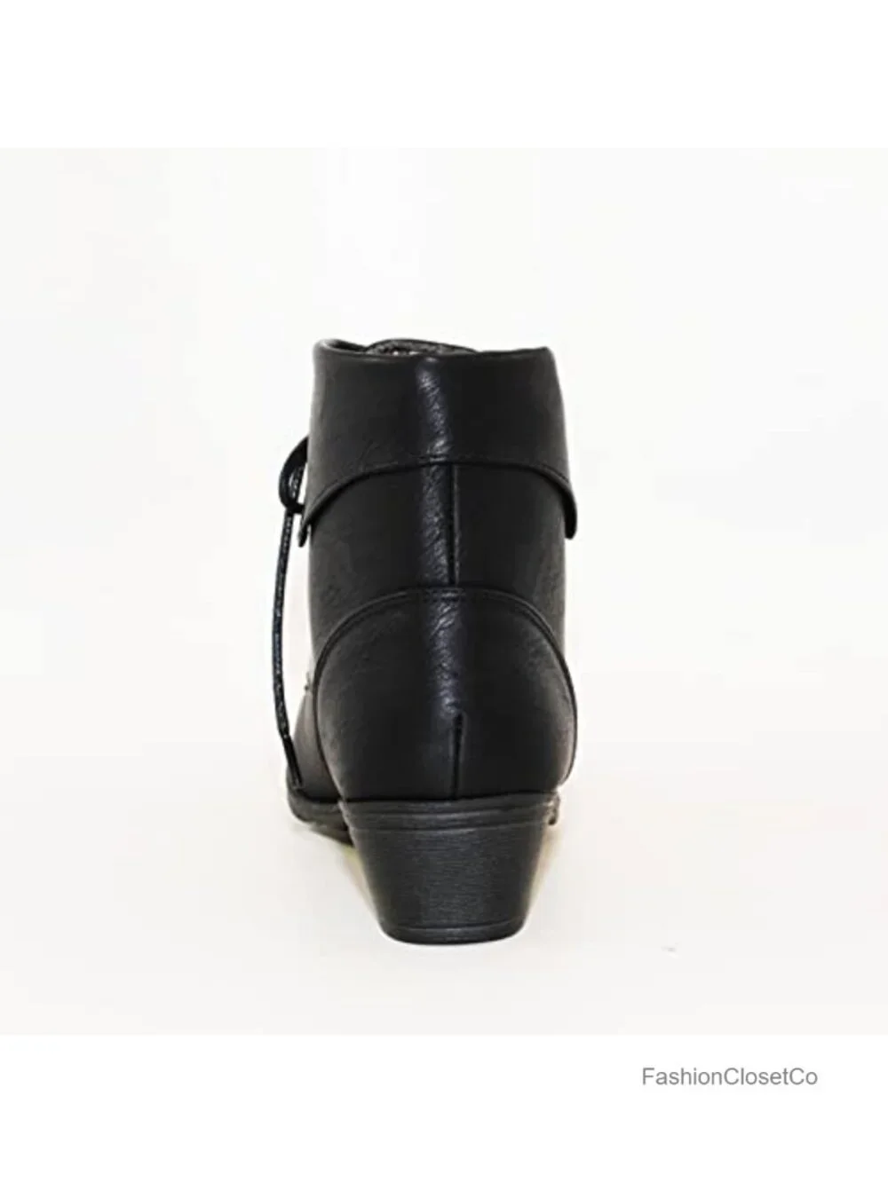 Foldover Lace Up Low Chunky Heel Ankle Booties
